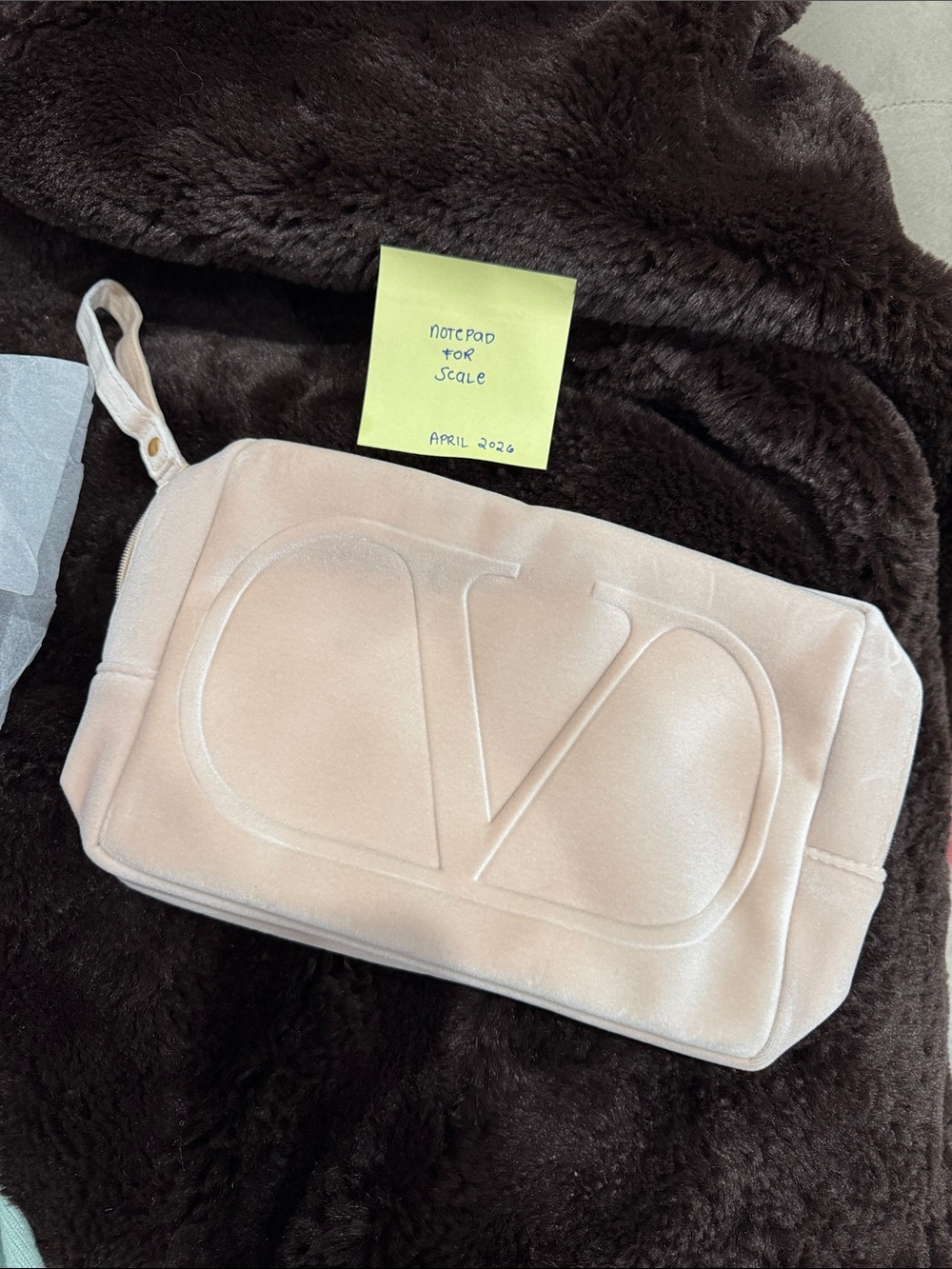 Valentino Pink Velvet Embossed V Wristlet Clutch